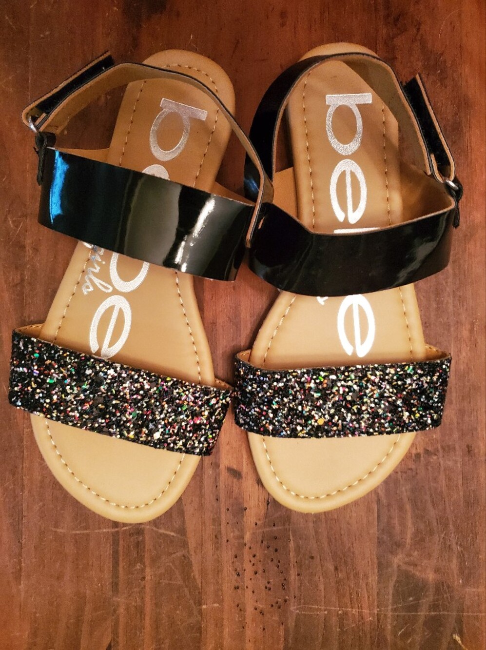 Bebe Black &  Glitter Sandals